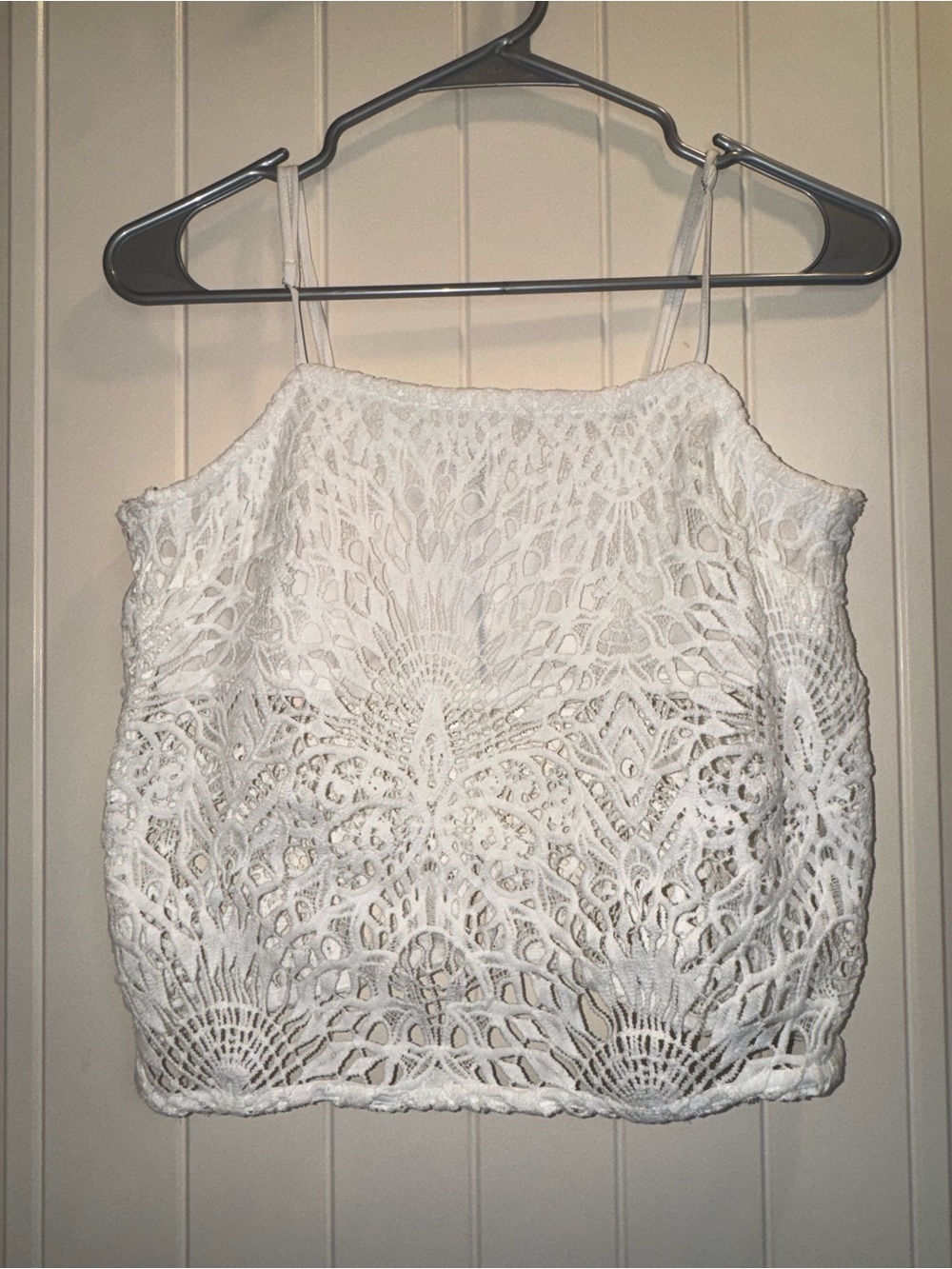 VENUS White Crochet Lace Cami with Spaghetti Straps